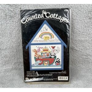 Bucilla Counted Cottages Cross Stitch Kit #33463 Noah's Ark 4" x 6" NEW 1994 VTG